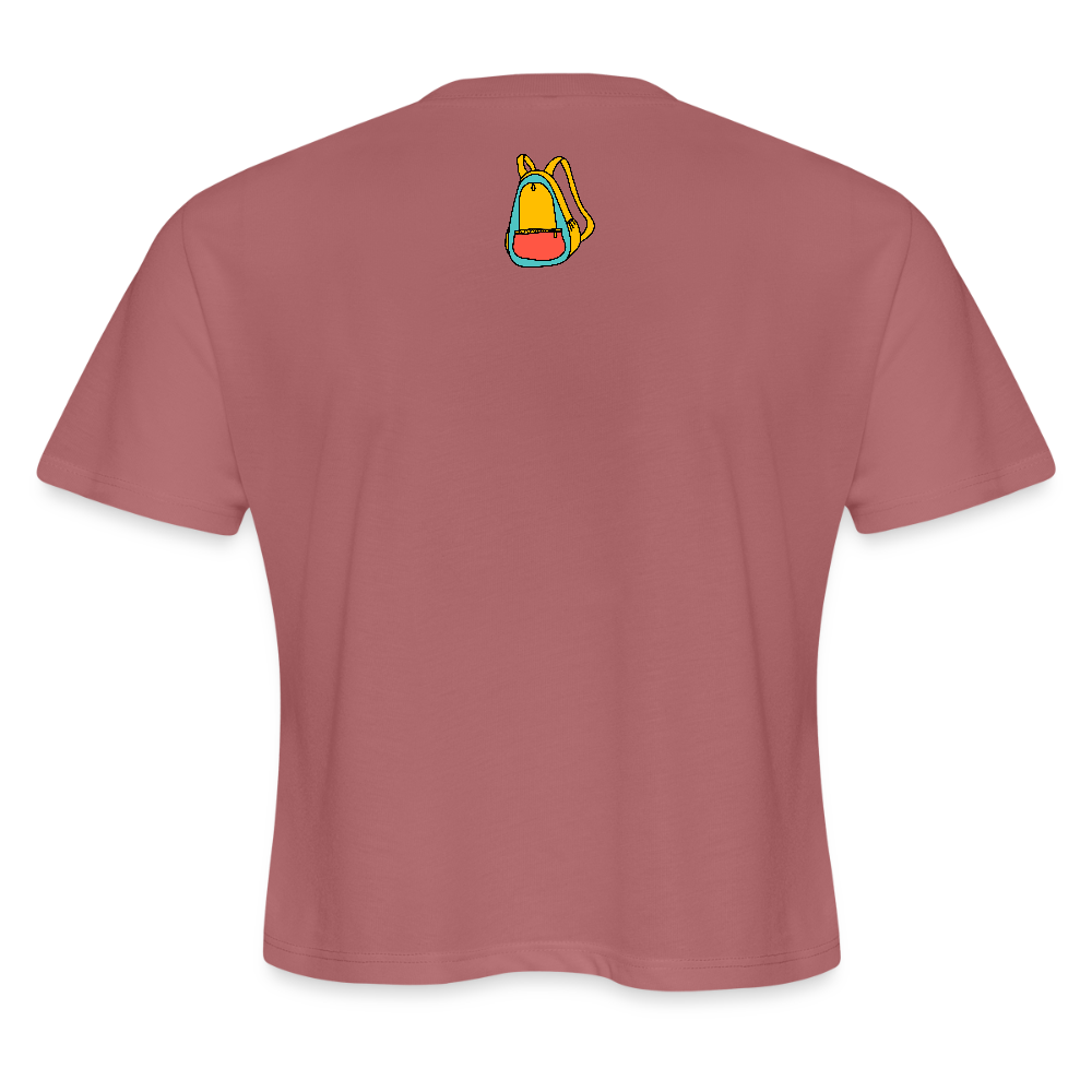 Women's Cropped Backpack Plain T-Shirt - mauve