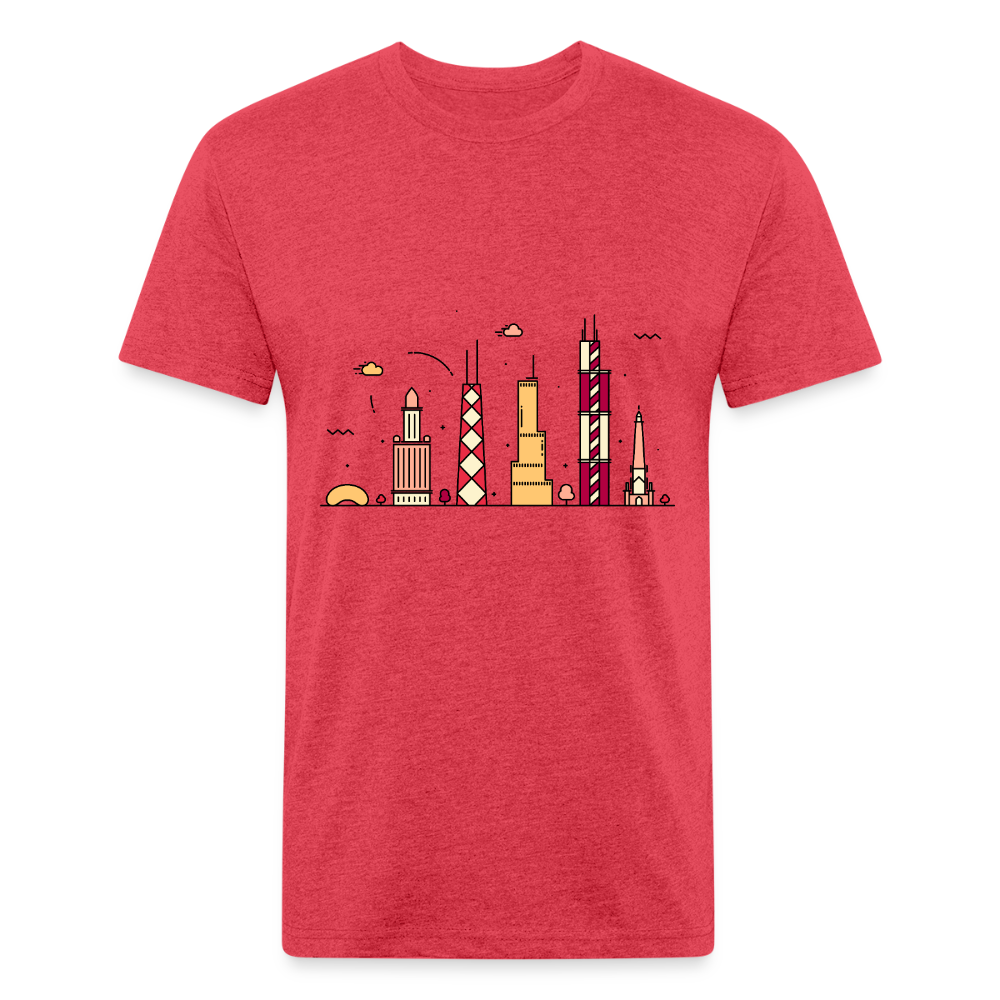 Animated Chicago Skyline T-Shirt - heather red