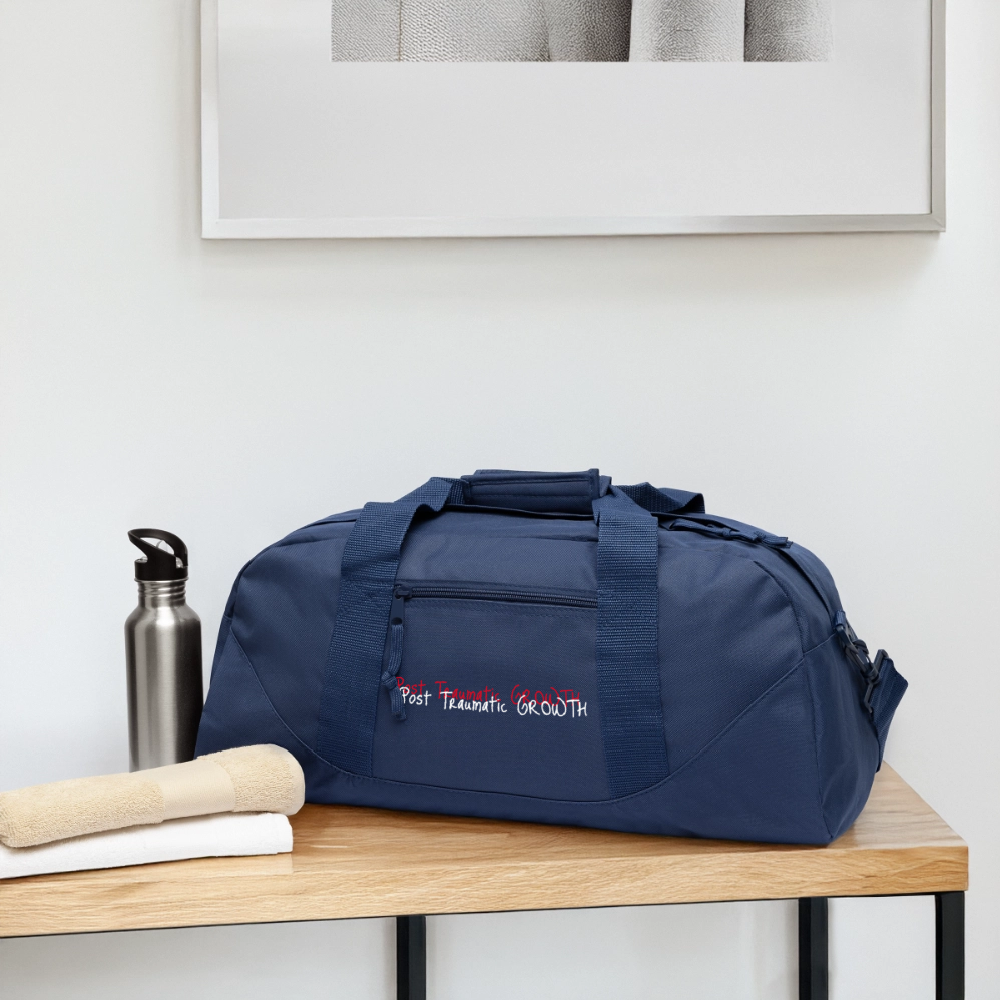 Post Traumatic Growth $quad Recycled Duffel Bag - navy