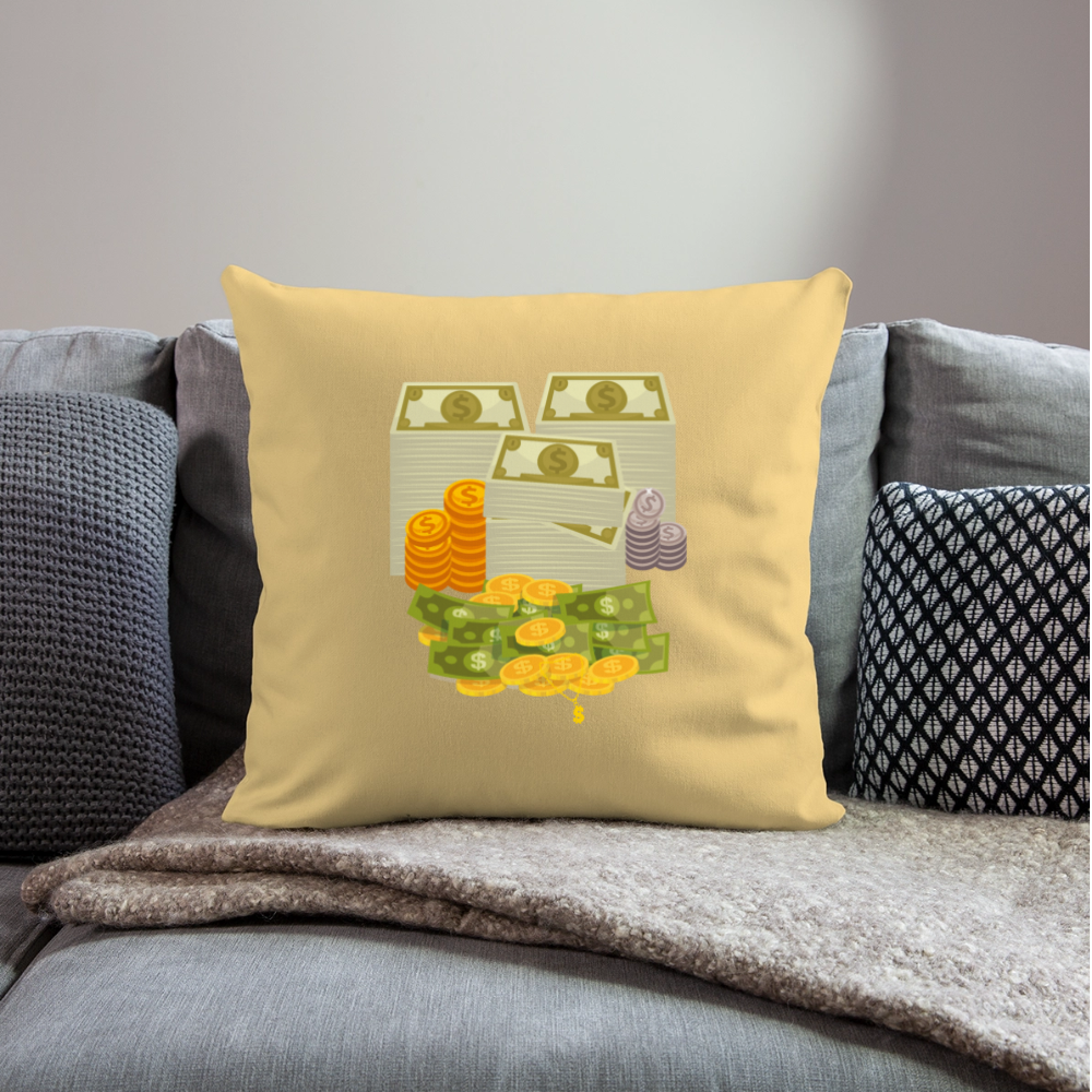 SQUAD PAPER MONEY Throw Pillow Cover 18” x 18” - washed yellow