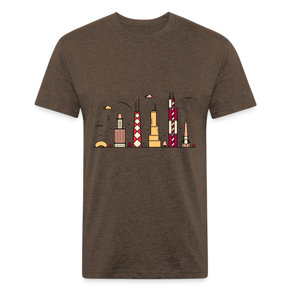 Animated Chicago Skyline T-Shirt - heather espresso