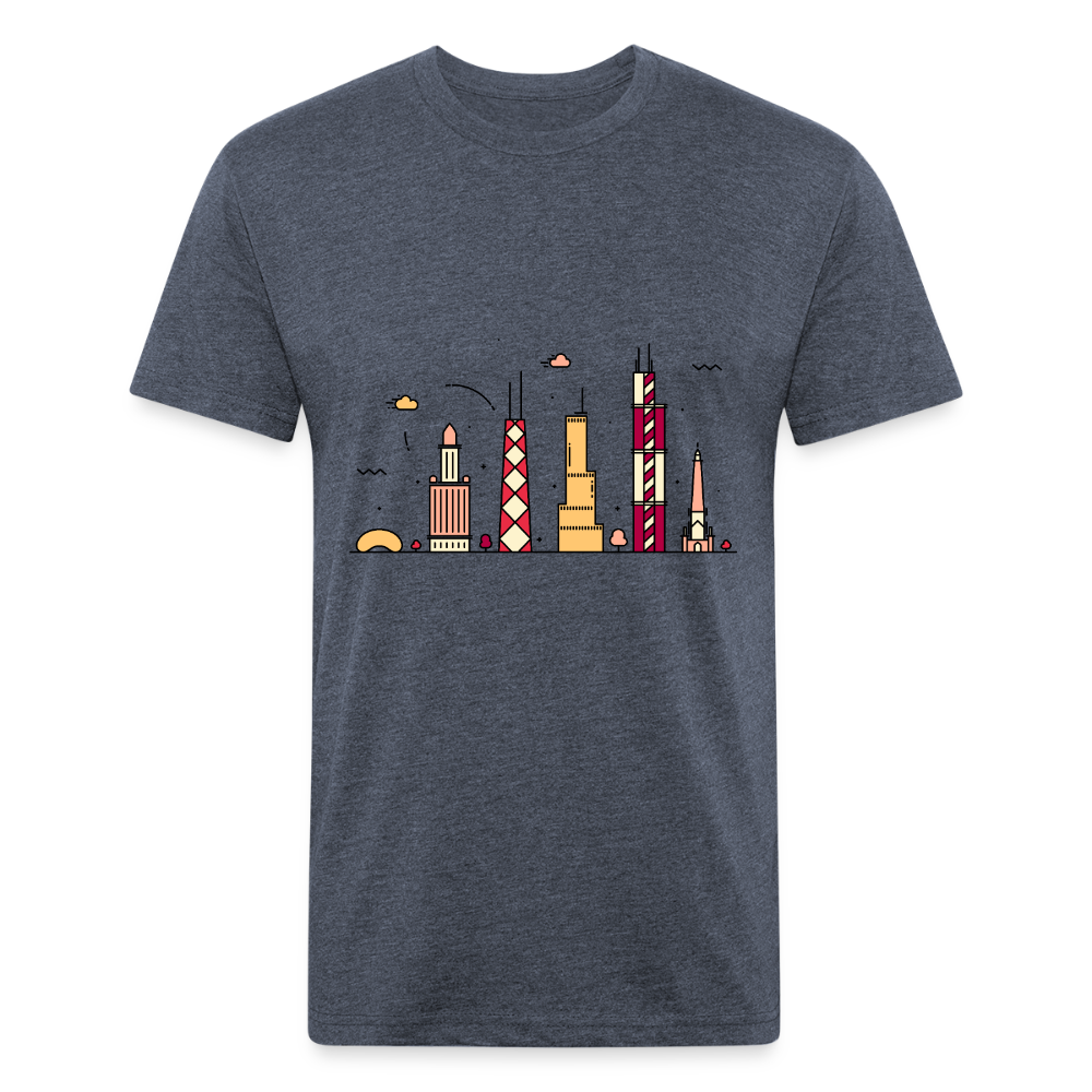 Animated Chicago Skyline T-Shirt - heather navy