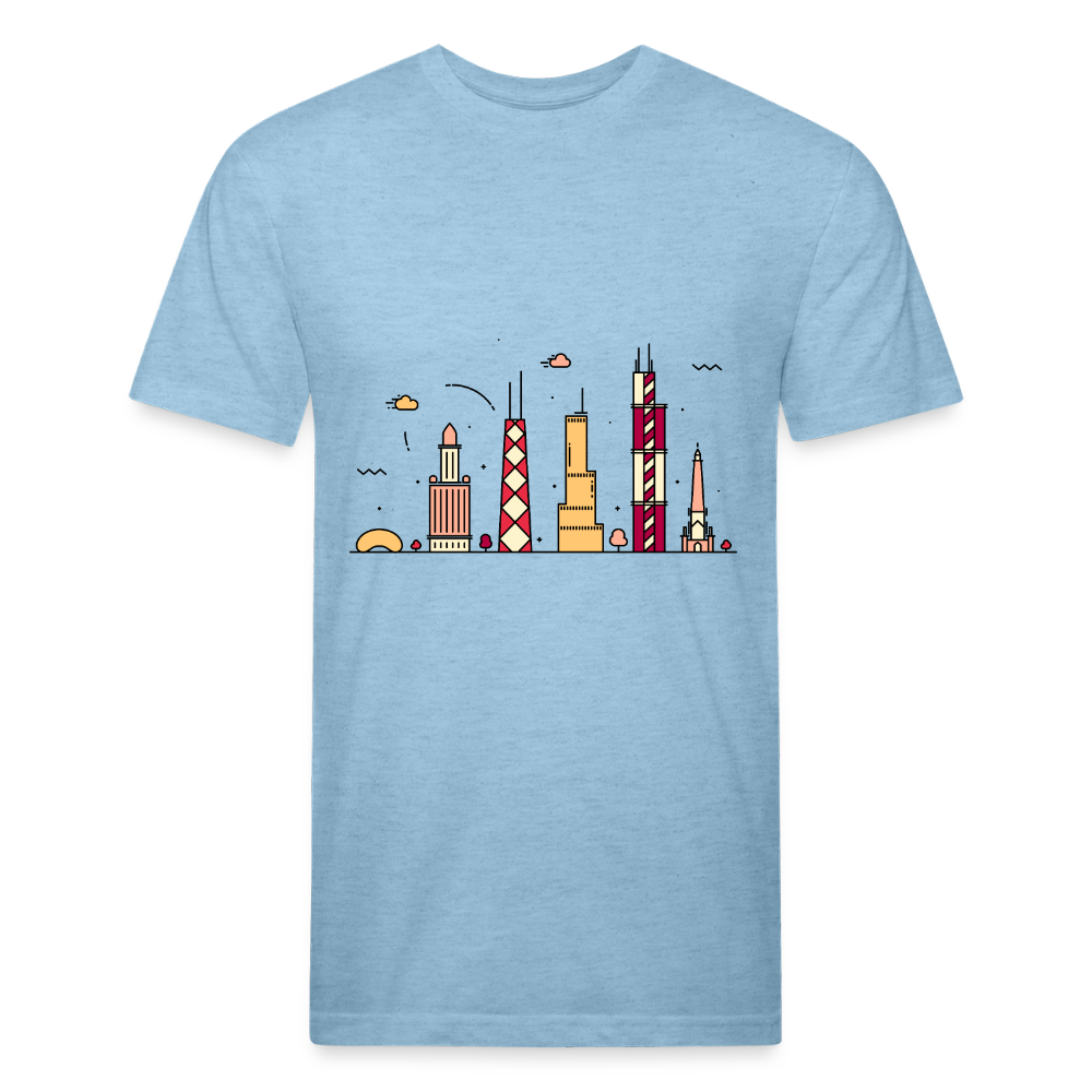 Animated Chicago Skyline T-Shirt - heather blue