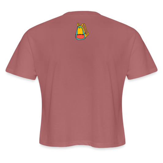 Women's Cropped Backpack Plain T-Shirt - mauve