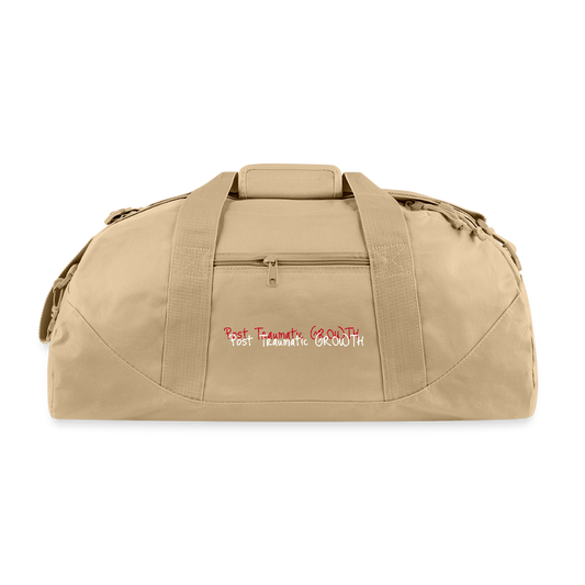 Post Traumatic Growth $quad Recycled Duffel Bag - beige