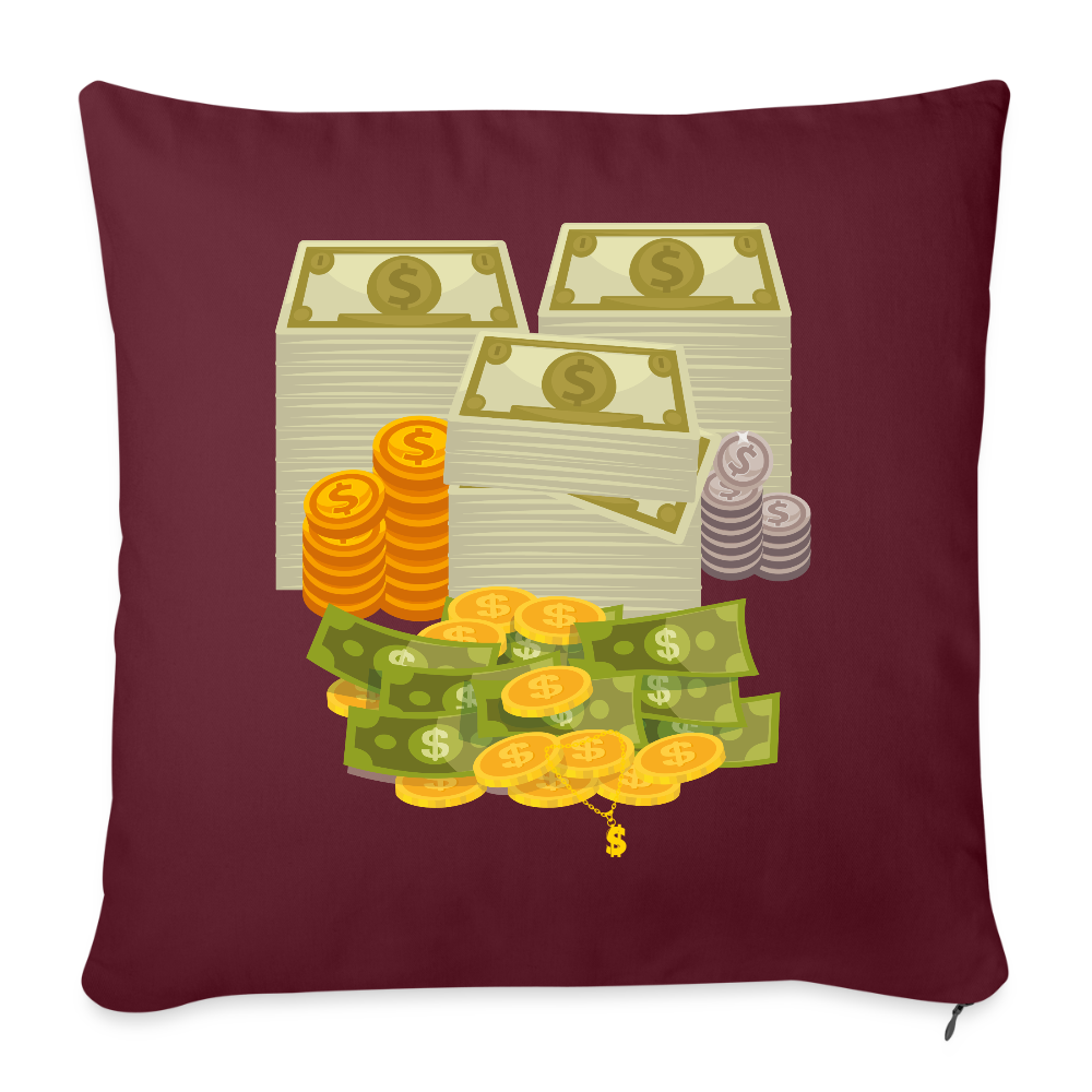 SQUAD PAPER MONEY Throw Pillow Cover 18” x 18” - burgundy