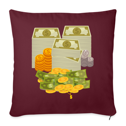 SQUAD PAPER MONEY Throw Pillow Cover 18” x 18” - burgundy
