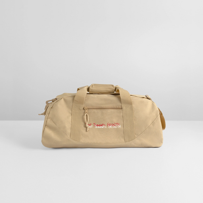 Post Traumatic Growth $quad Recycled Duffel Bag - beige