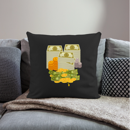 SQUAD PAPER MONEY Throw Pillow Cover 18” x 18” - black