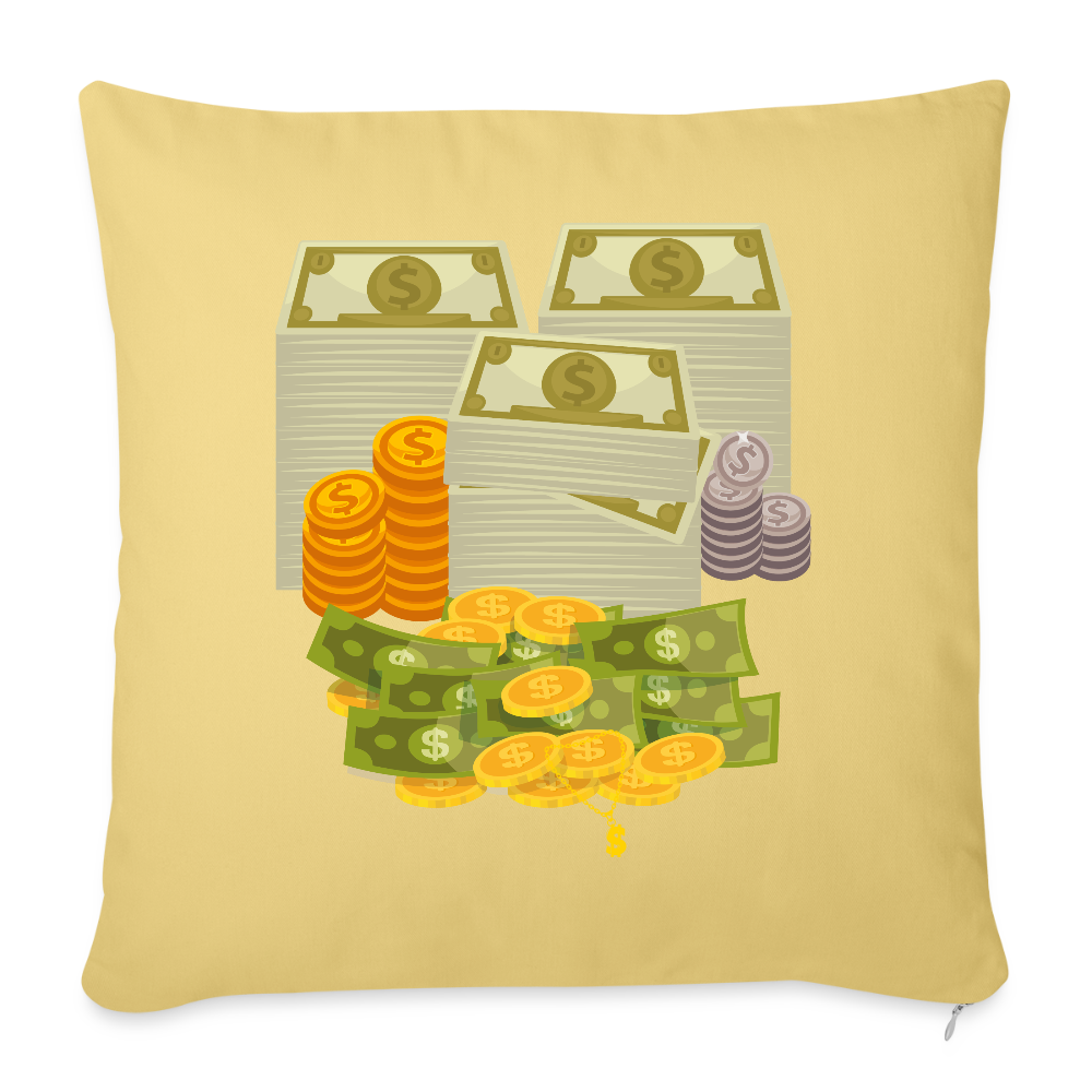 SQUAD PAPER MONEY Throw Pillow Cover 18” x 18” - washed yellow