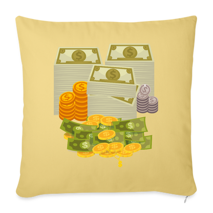 SQUAD PAPER MONEY Throw Pillow Cover 18” x 18” - washed yellow