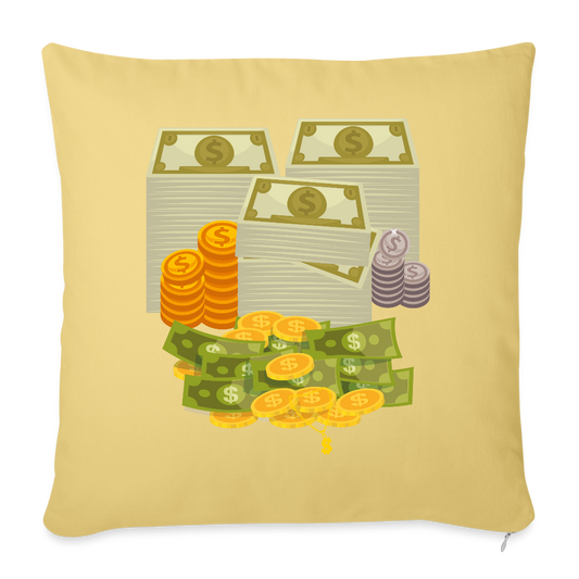 SQUAD PAPER MONEY Throw Pillow Cover 18” x 18” - washed yellow