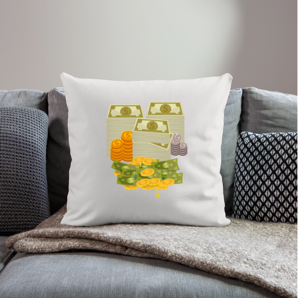 SQUAD PAPER MONEY Throw Pillow Cover 18” x 18” - natural white
