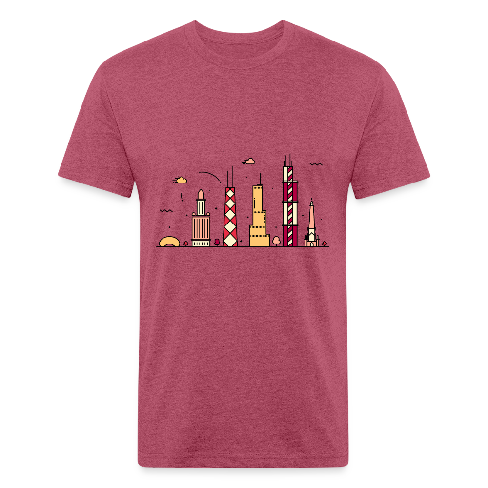 Animated Chicago Skyline T-Shirt - heather burgundy