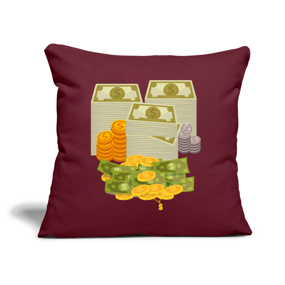 SQUAD PAPER MONEY Throw Pillow Cover 18” x 18” - burgundy