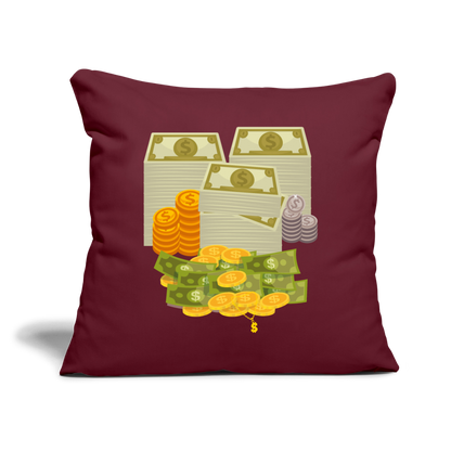 SQUAD PAPER MONEY Throw Pillow Cover 18” x 18” - burgundy