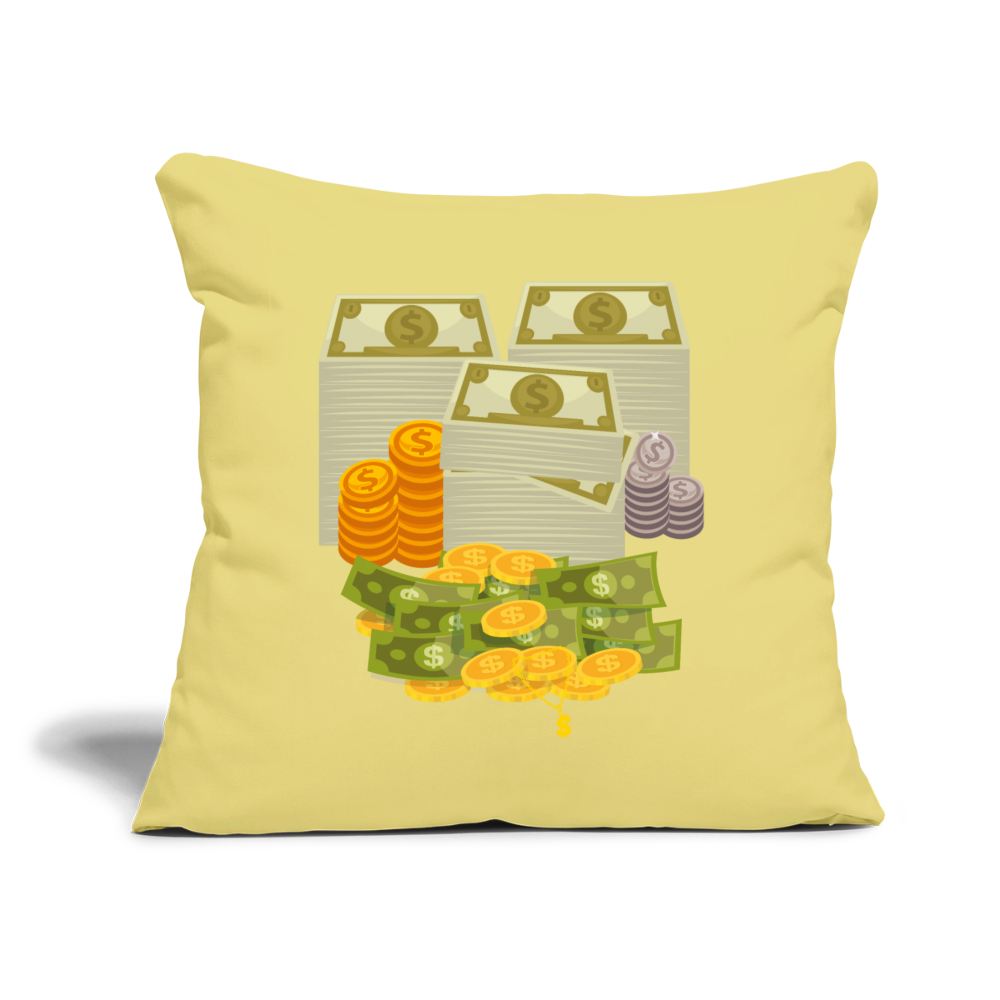 SQUAD PAPER MONEY Throw Pillow Cover 18” x 18” - washed yellow