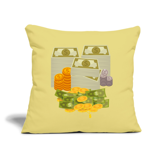 SQUAD PAPER MONEY Throw Pillow Cover 18” x 18” - washed yellow