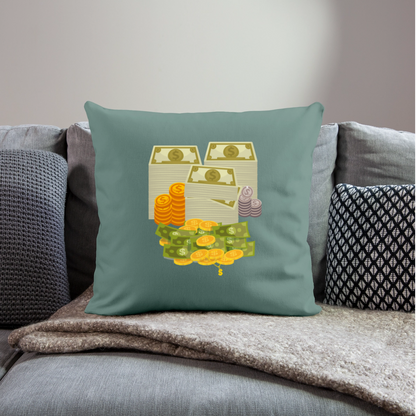 SQUAD PAPER MONEY Throw Pillow Cover 18” x 18” - cypress green