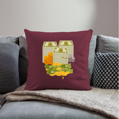 SQUAD PAPER MONEY Throw Pillow Cover 18” x 18” - burgundy