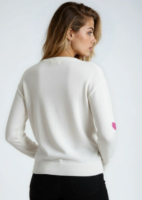 Heart Print Knit Sweater