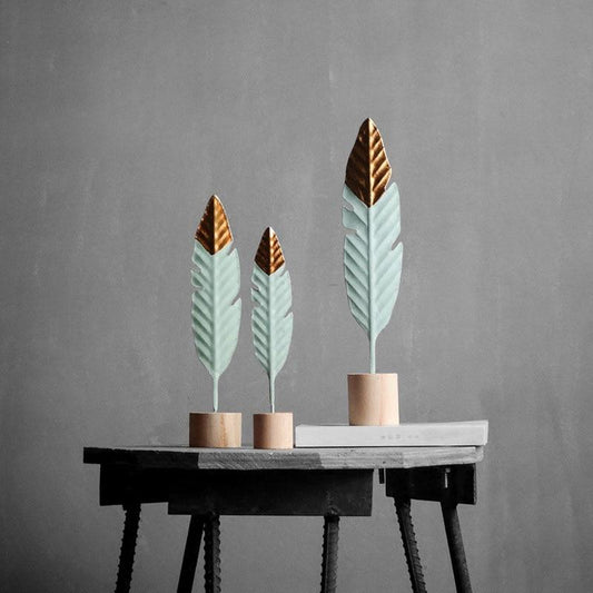 Modern Feather Wooden Figurines