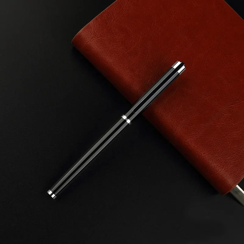 Classic Black and Silver Fountain Pen With 0.5mm Iridium Nib