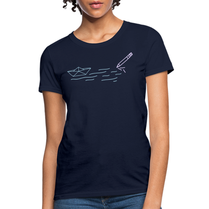 Women's T-Shirt - Sailing Paper - navy