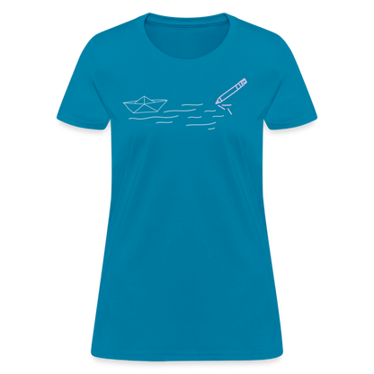 Women's T-Shirt - Sailing Paper - turquoise