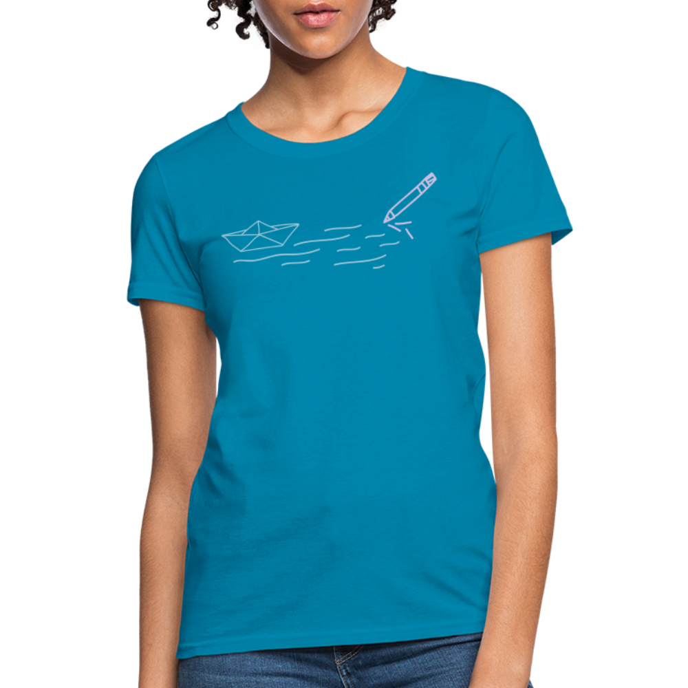 Women's T-Shirt - Sailing Paper - turquoise