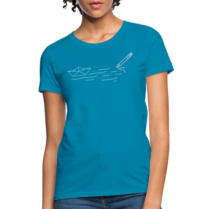 Women's T-Shirt - Sailing Paper - turquoise